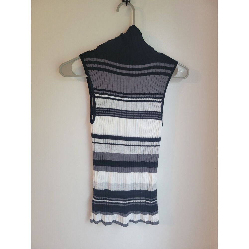 EXPRESS Small S Black White Striped Sleeveless Tank